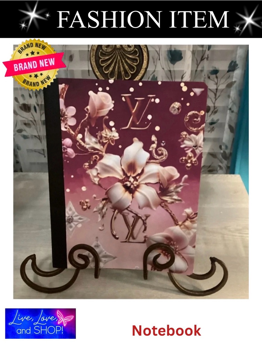 NOTEBOOK: Floral Logo w/LV Monogram, NWOT